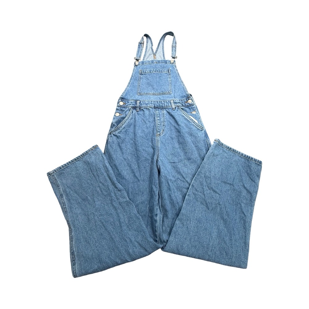 Forever 21 Overalls Womens S 28x31 Blue Denim Wide Leg Cotton Blend Boho